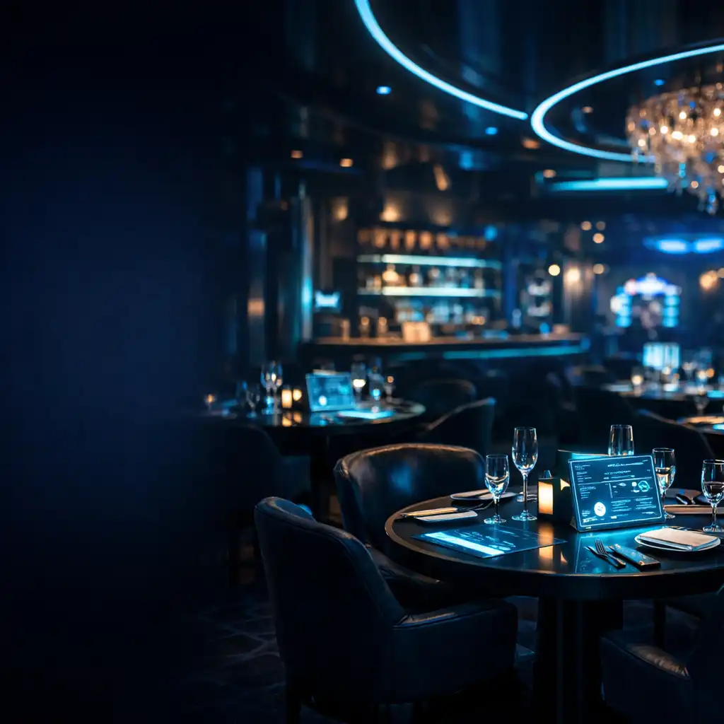 A Dinning Traditions étterem hangulatos, sci-fi hangulatú belső tere.